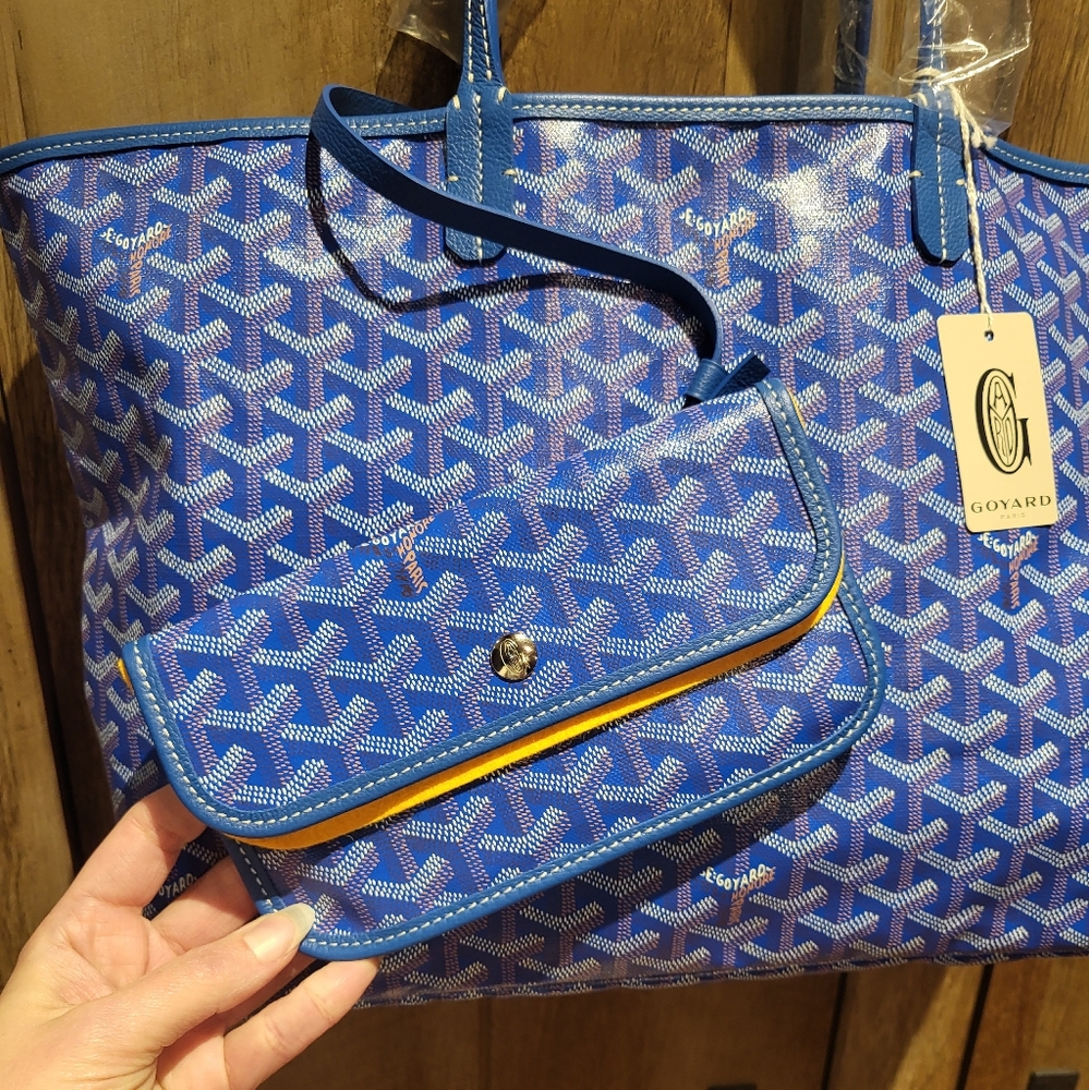 Goyard Blue Chevron St. Louis GM Tote with Pouch - Picture 5 of 16
